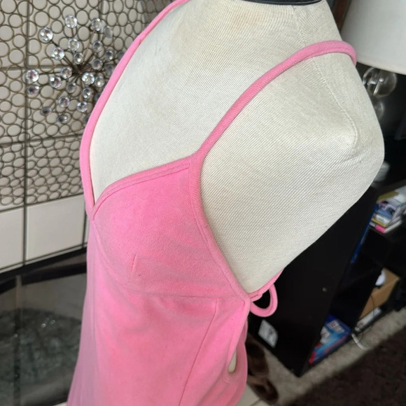 Bubble gum Pink terry cloth dress low back and deep v neck size small / medium - Picture 8 of 11